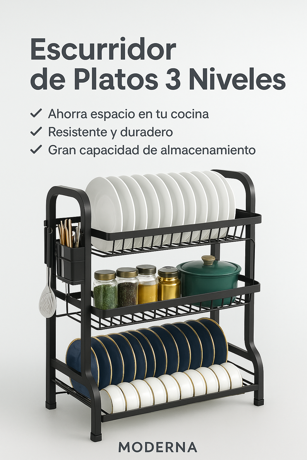 ESCURRIDOR DE PLATOS 3 NIVELES