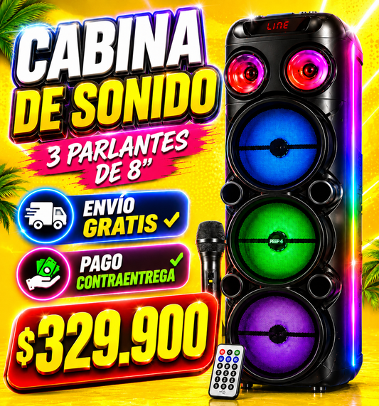 🔊🔥 CABINA DE SONIDO TORRE 3 PARLANTES 🔥🔊